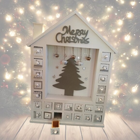 White Wooden Christmas ADVENT Calendar, Removeable Drawers, Customize - Picture 8 of 13